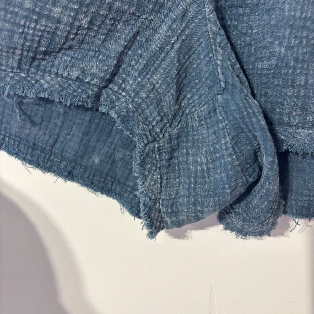 Grace & Lace Blue Double Gauze Cotton Raw Hem Shorts Large NWT Indigo Boho - Picture 5 of 7